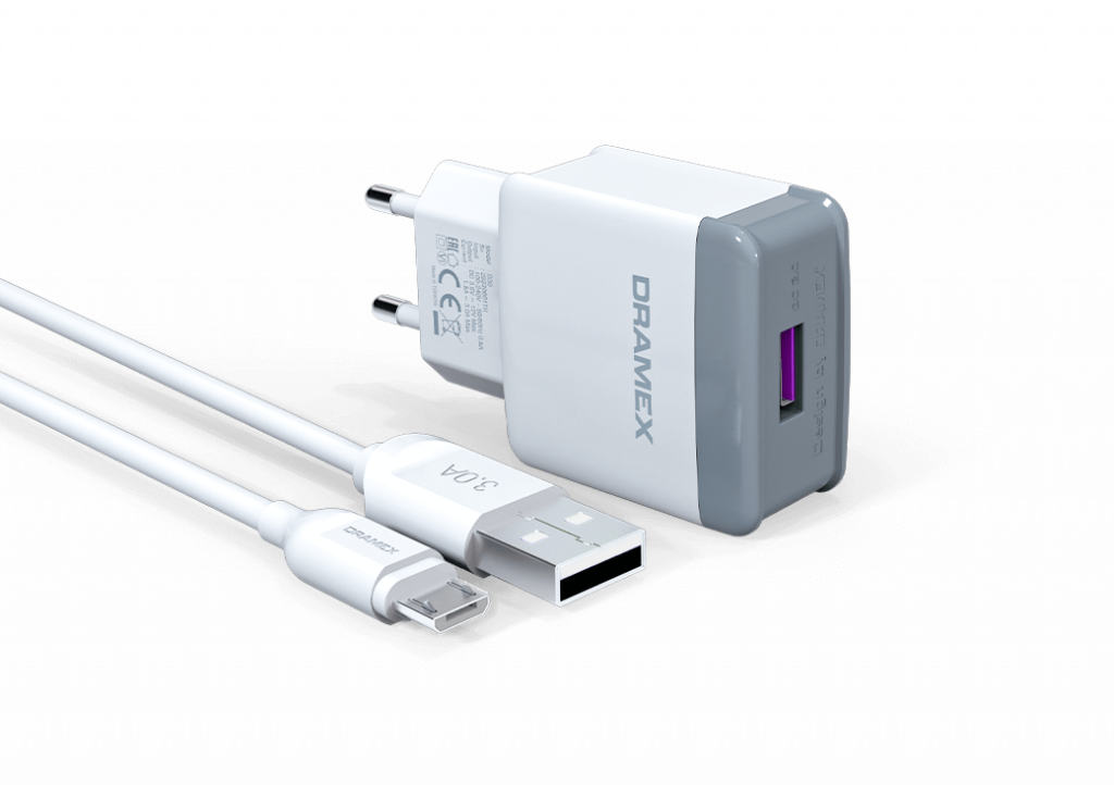D30M 3.0A Micro USB Şarj Adaptörü & Şarj Data Kablosu – Dramex